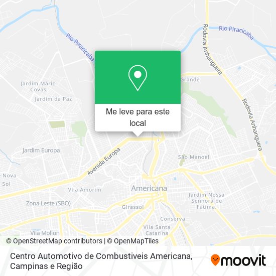 Centro Automotivo de Combustiveis Americana mapa