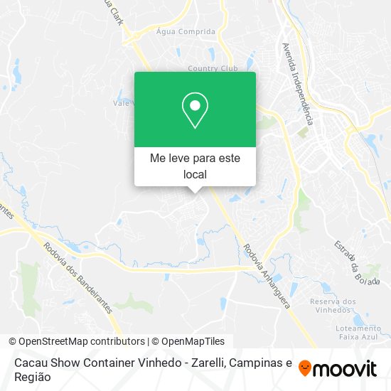 Cacau Show Container Vinhedo - Zarelli mapa