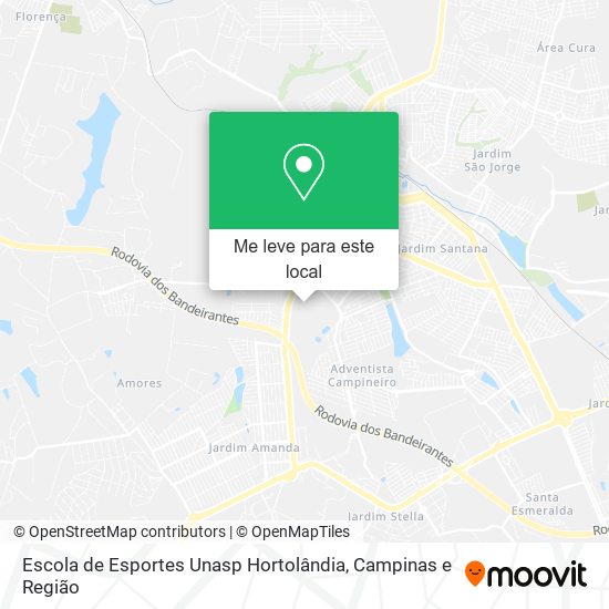 Escola de Esportes Unasp Hortolândia mapa