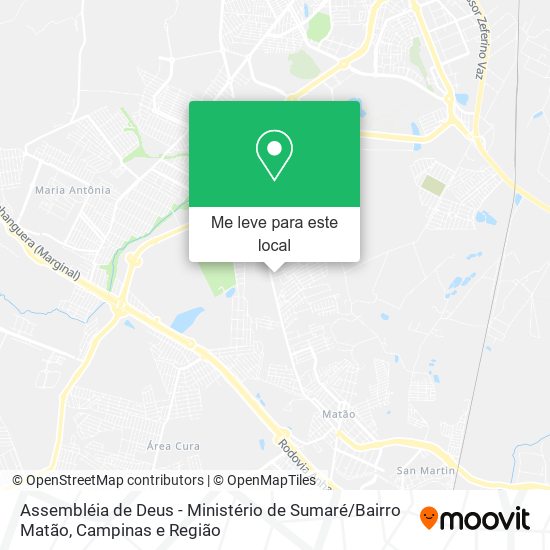 Assembléia de Deus - Ministério de Sumaré / Bairro Matão mapa
