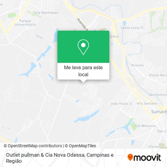 Outlet pullman & Cia Nova Odessa mapa