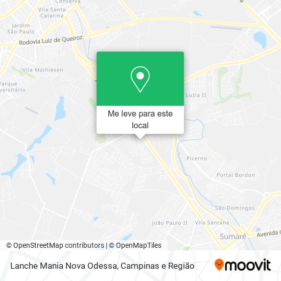 Lanche Mania Nova Odessa mapa