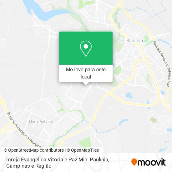 Igreja Evangélica Vitória e Paz Min. Paulínia mapa