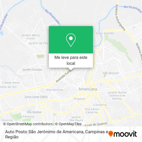 Auto Posto São Jerônimo de Americana mapa