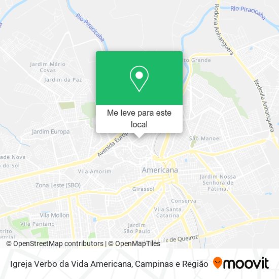 Igreja Verbo da Vida Americana mapa