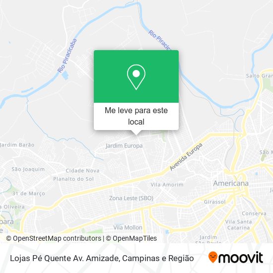 Lojas Pé Quente Av. Amizade mapa