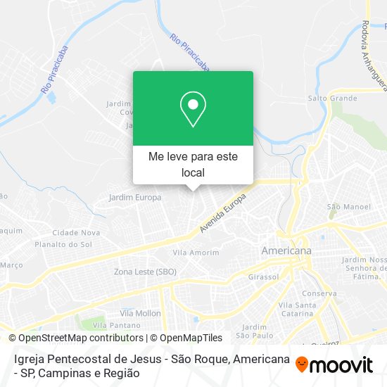 Igreja Pentecostal de Jesus - São Roque, Americana - SP mapa