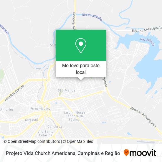 Projeto Vida Church Americana mapa