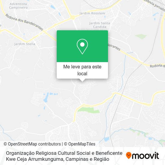 Organização Religiosa Cultural Social e Beneficente Kwe Ceja Arrumkunguma mapa