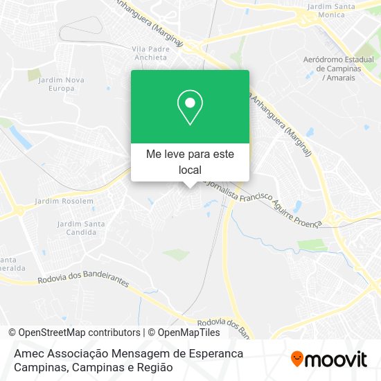 Amec Associação Mensagem de Esperanca Campinas mapa