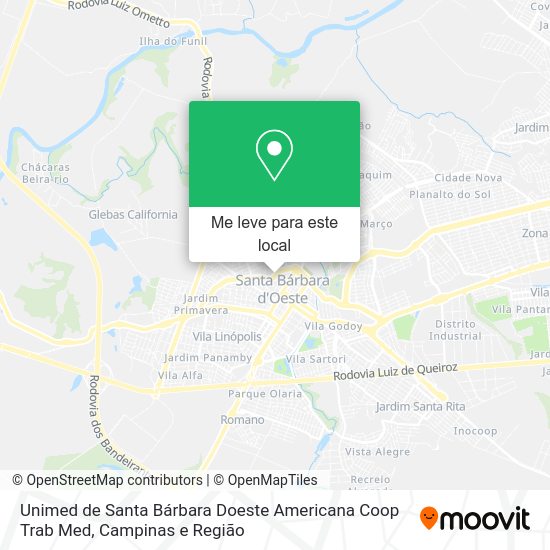 Unimed de Santa Bárbara Doeste Americana Coop Trab Med mapa