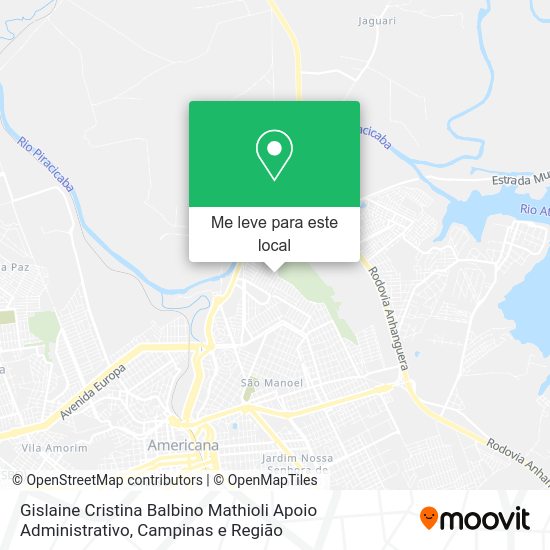 Gislaine Cristina Balbino Mathioli Apoio Administrativo mapa