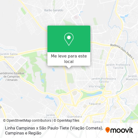 Linha Campinas x São Paulo-Tiete (Viação Cometa) mapa