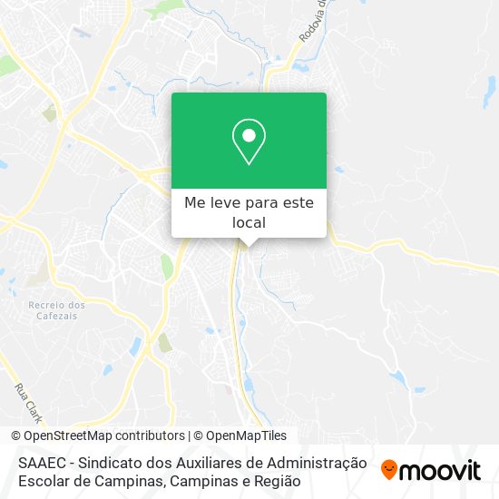 SAAEC - Sindicato dos Auxiliares de Administração Escolar de Campinas mapa