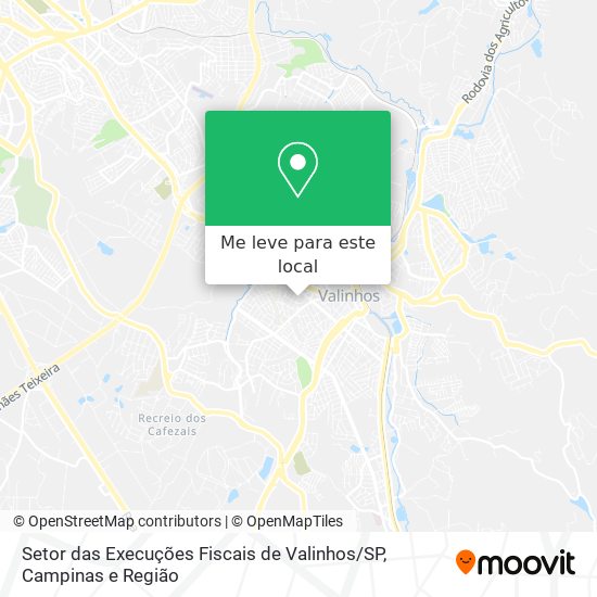 Setor das Execuções Fiscais de Valinhos / SP mapa