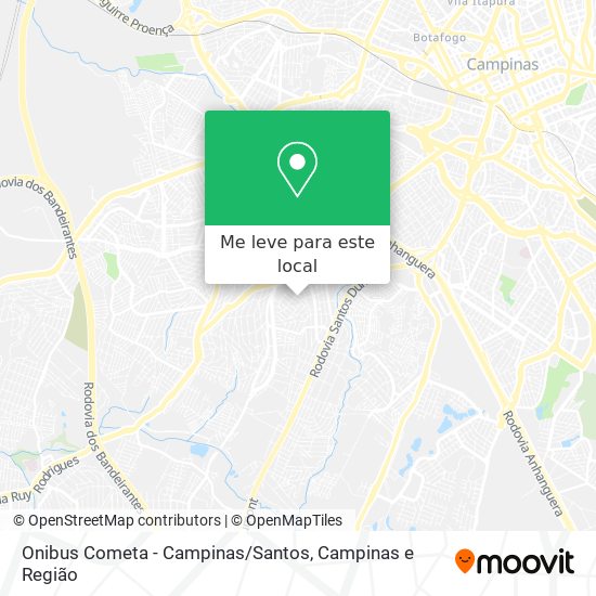 Onibus Cometa - Campinas / Santos mapa