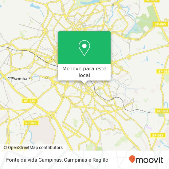 Fonte da vida Campinas mapa