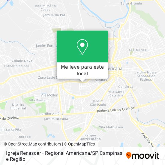 Igreja Renascer - Regional Americana / SP mapa