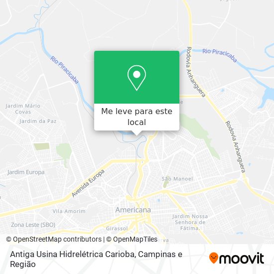 Antiga Usina Hidrelétrica Carioba mapa