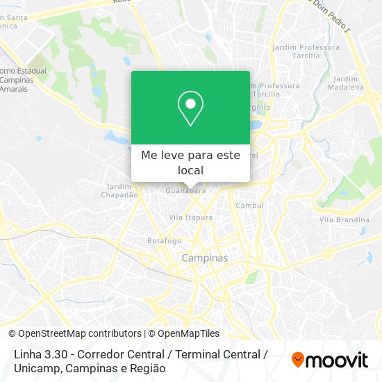 Linha 3.30 - Corredor Central / Terminal Central / Unicamp mapa