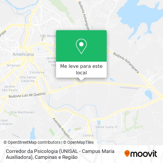Corredor da Psicologia (UNISAL - Campus Maria Auxiliadora) mapa