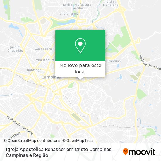 Igreja Apostólica Renascer em Cristo Campinas mapa