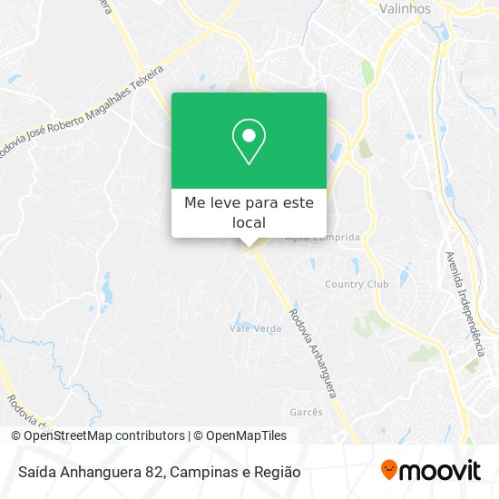 Saída Anhanguera 82 mapa