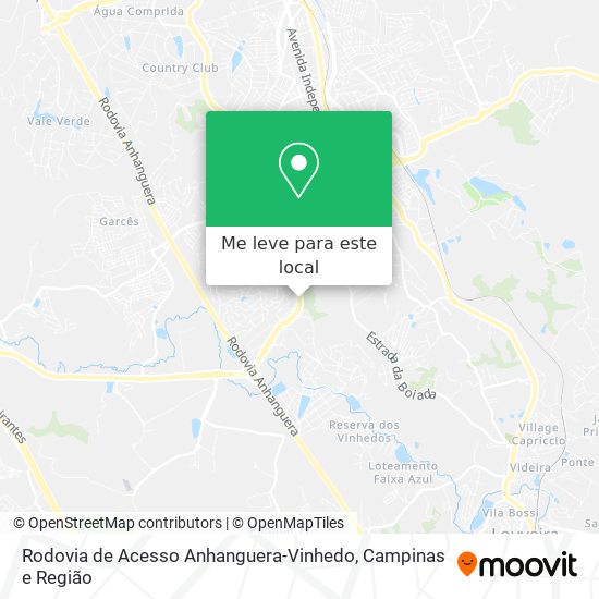 Rodovia de Acesso Anhanguera-Vinhedo mapa