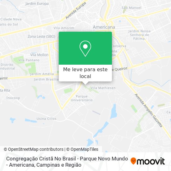 Congregação Cristã No Brasil - Parque Novo Mundo - Americana mapa