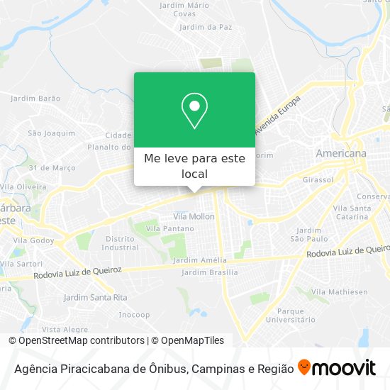 Agência Piracicabana de Ônibus mapa