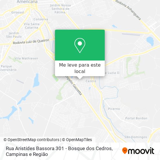 Rua Aristídes Bassora 301 - Bosque dos Cedros mapa