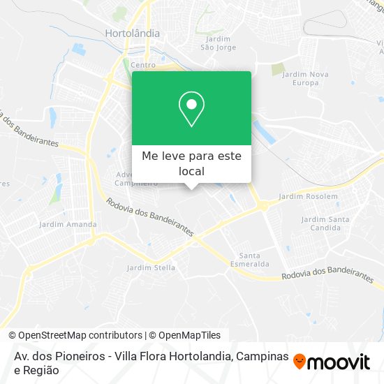 Av. dos Pioneiros - Villa Flora Hortolandia mapa