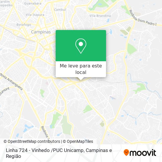 Linha 724 - Vinhedo /PUC Unicamp mapa