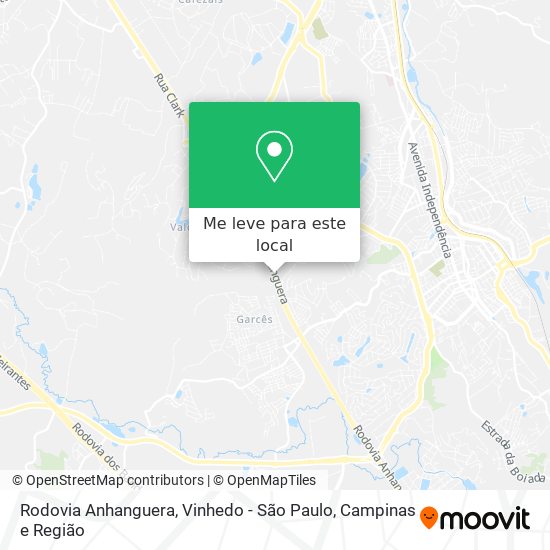 Rodovia Anhanguera, Vinhedo - São Paulo mapa