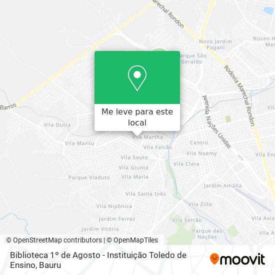 Biblioteca 1º de Agosto - Instituição Toledo de Ensino mapa