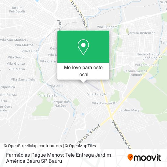 Farmácias Pague Menos: Tele Entrega Jardim América Bauru SP mapa