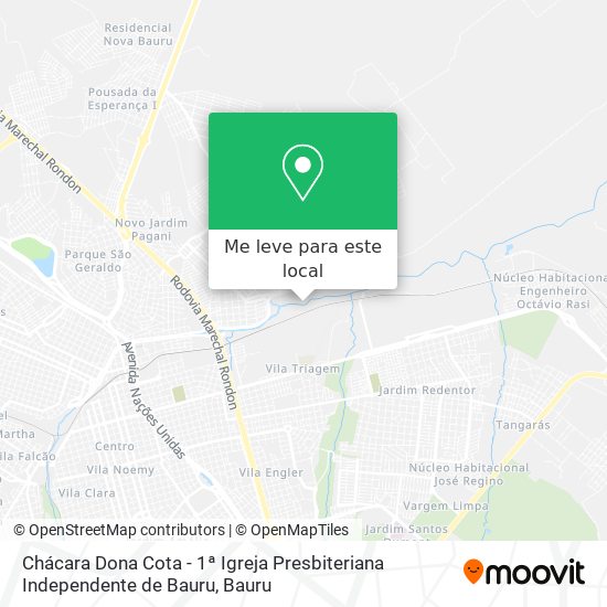 Chácara Dona Cota - 1ª Igreja Presbiteriana Independente de Bauru mapa