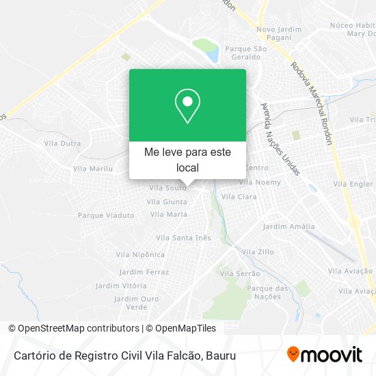 Cartório de Registro Civil Vila Falcão mapa