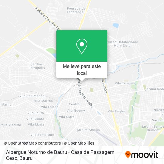 Albergue Noturno de Bauru - Casa de Passagem Ceac mapa