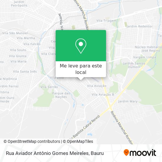 Rua Aviador Antônio Gomes Meireles mapa