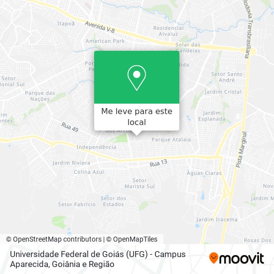 Universidade Federal de Goiás (UFG) - Campus Aparecida mapa