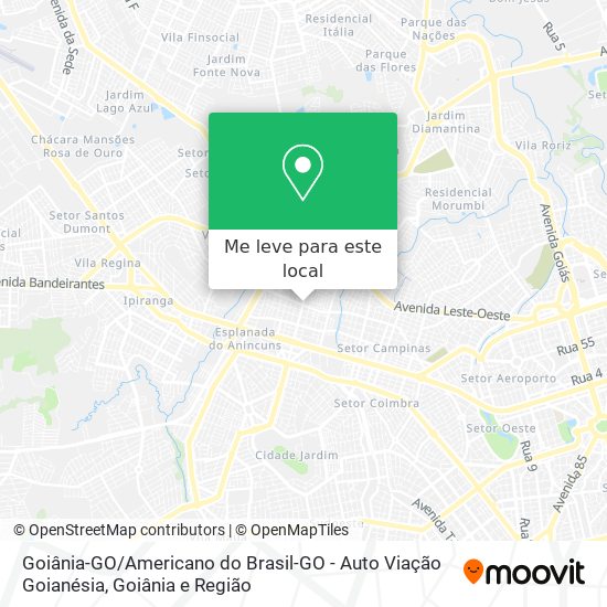 Goiânia-GO / Americano do Brasil-GO - Auto Viação Goianésia mapa