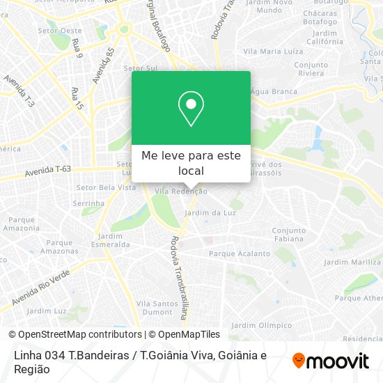Linha 034 T.Bandeiras / T.Goiânia Viva mapa