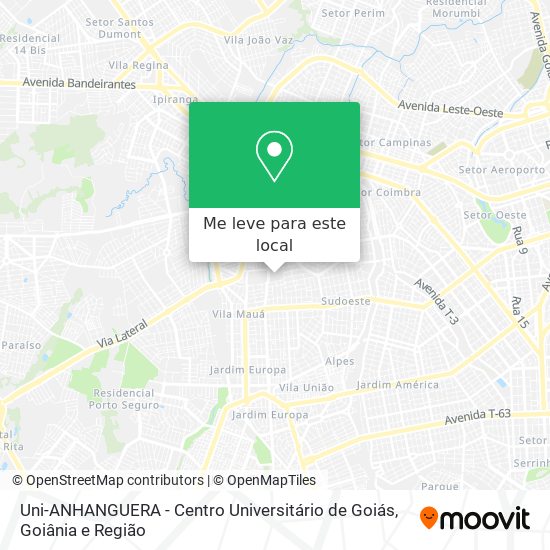 Uni-ANHANGUERA - Centro Universitário de Goiás mapa
