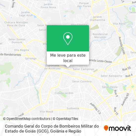 Comando Geral do Corpo de Bombeiros Militar do Estado de Goiás  (GCG) mapa