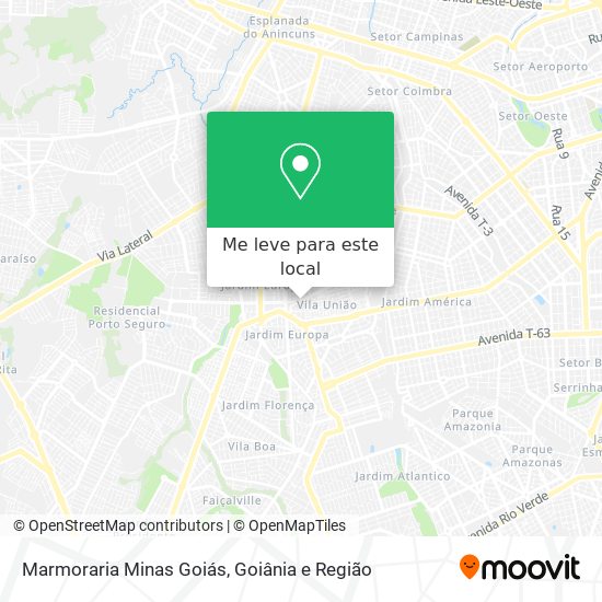 Marmoraria Minas Goiás mapa