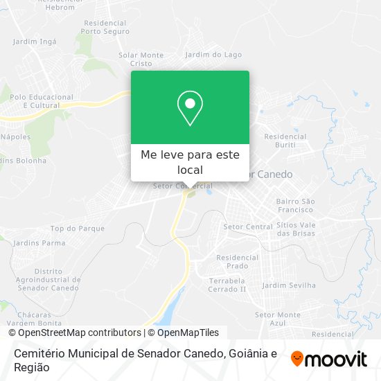 Cemitério Municipal de Senador Canedo mapa