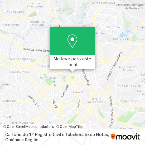 Cartório do 1º Registro Civil e Tabelionato de Notas mapa