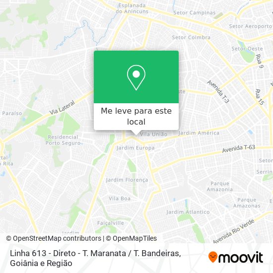 Linha 613 - Direto - T. Maranata / T. Bandeiras mapa
