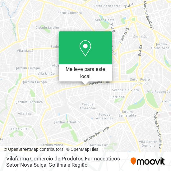 Vilafarma Comércio de Produtos Farmacêuticos Setor Nova Suíça mapa